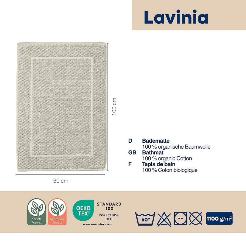 Koupelnová předložka Lavinia 100% organická bavlna offwhite 60x100 cm