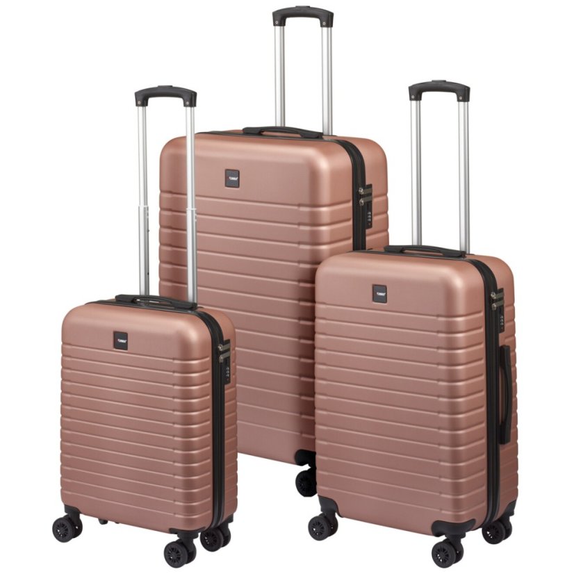 Sada cestovných kufríkov 3 ks metalická ružová