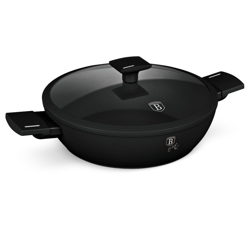Pánev s titanovým povrchem a poklicí 30 cm Matte Black Collection