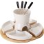 Fondue ciocolată porțelan-lemn set 11 buc