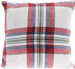 Almohada decorativa 45 x 45 cm cubo blanco/rojo
