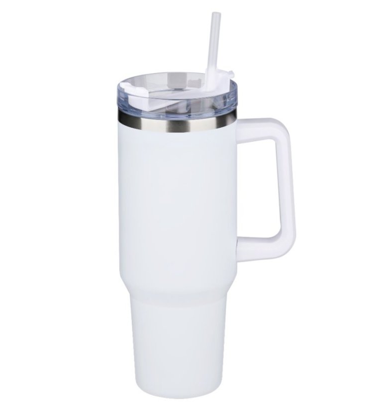 Cană termos din oțel inoxidabil cu pereți dubli, 1,2 l, albă