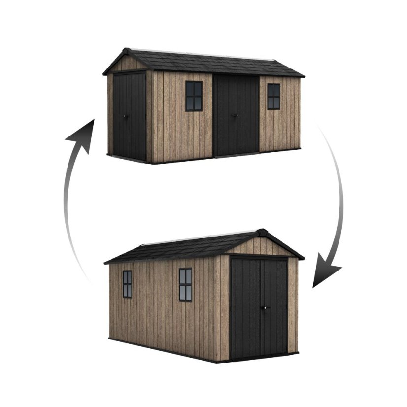 Cabana de grădină Keter Apex 7,5 x 15 Ashwood, cu podea