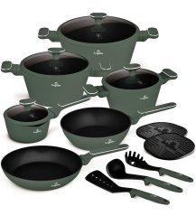 Sada nádobí s titanovým povrchem 15 ks Matte Green Collection Sada nádobí s titanovým povrchem 15 ks Matte Green Collection