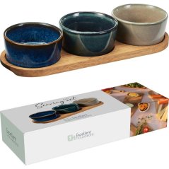 Servírovací misky na akátovém podnose sada 4 ks Servírovací misky na akátovém podnose sada 4 ks