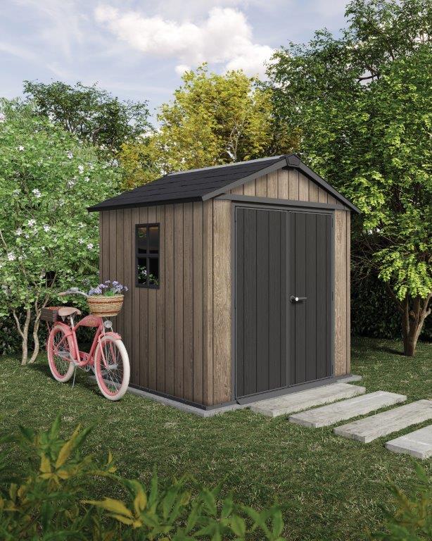 Cabana de grădină Keter Apex 7,5 x 7 Ashwood, cu podea