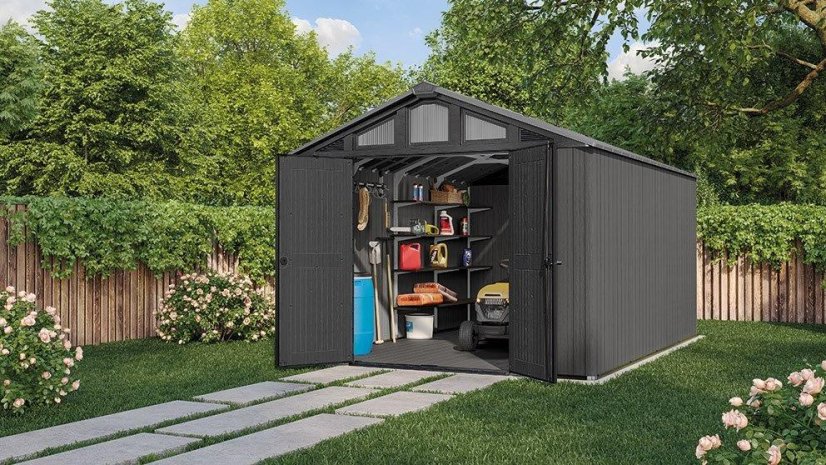 Casă de grădină Keter Stronghold 10 x 15 gri, cu podea