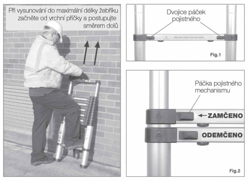 Teleskopický žebřík GA-TZ12-3,8 m štafle/žebřík