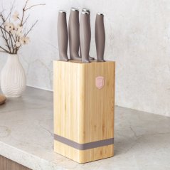 Súprava nožov so stojanom BAMBOO 6 ks Taupe Collection