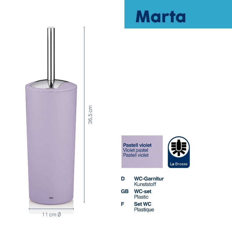 Štětka WC Marta, fialová 11x36,5 cm