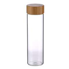 Lahev skleněná přenosná s bambusovým víkem 600 ml