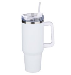 Cană termos din oțel inoxidabil cu pereți dubli, 1,2 l, albă