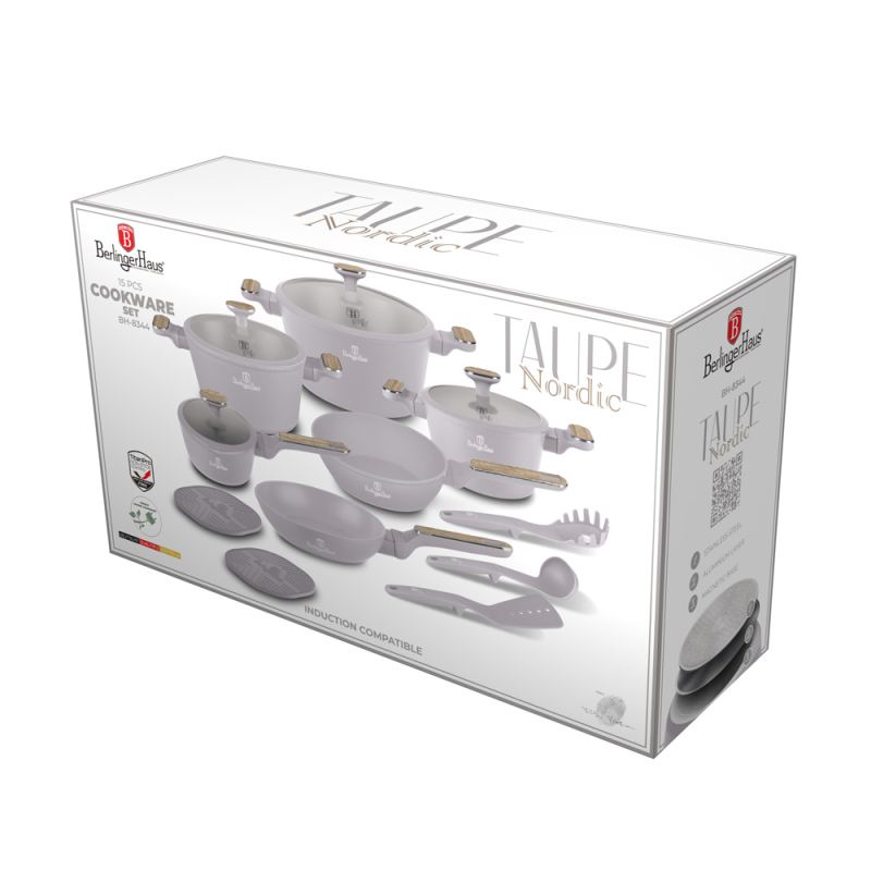 Sada nádobí s titanovým povrchem 15 ks Taupe Nordic Collection