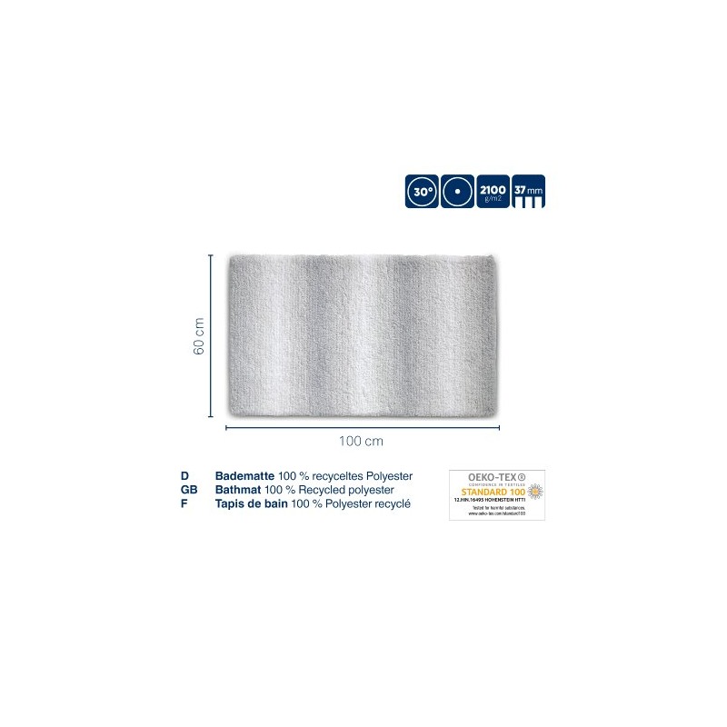 Alfombrilla de baño Ombre 100x60 cm poliéster gris