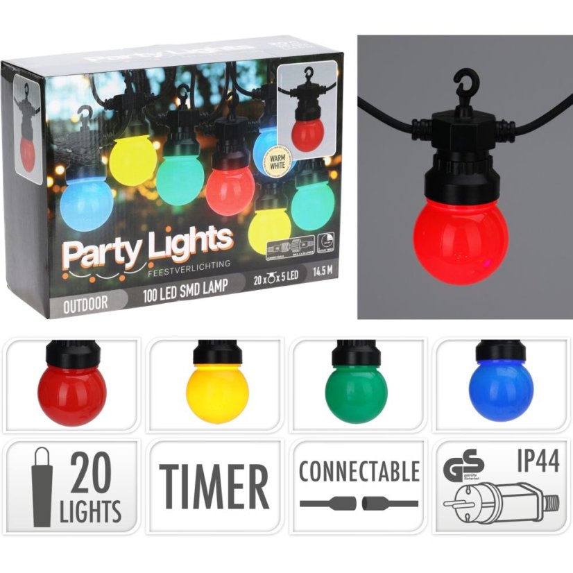 Párty osvetľovacia reťaz 20 žiaroviek