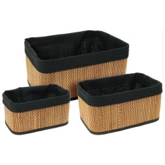 Sada košíků 3 ks bambus/len