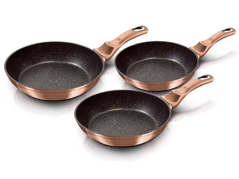 Tigaie cu suprafață din marmură set de 3 buc Rosegold Metallic Line