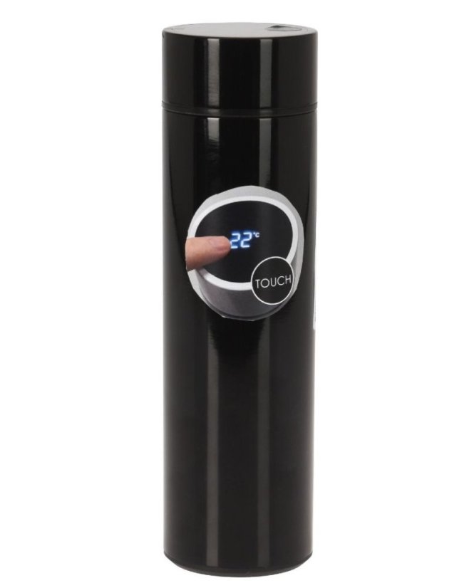 Termoska nerez s teplomerom 0,5 l čierna