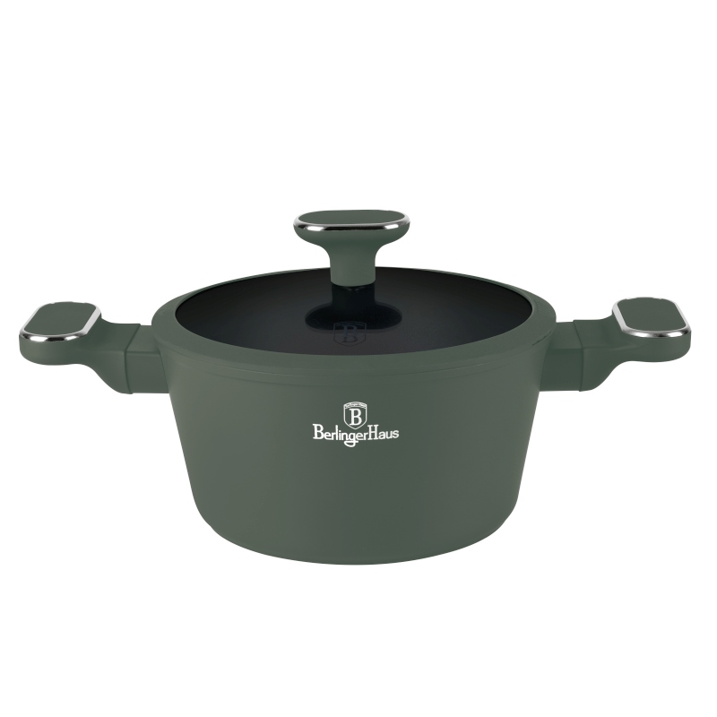 Kastrol s titanovým povrchem a poklicí 20 cm Matte Green Collection