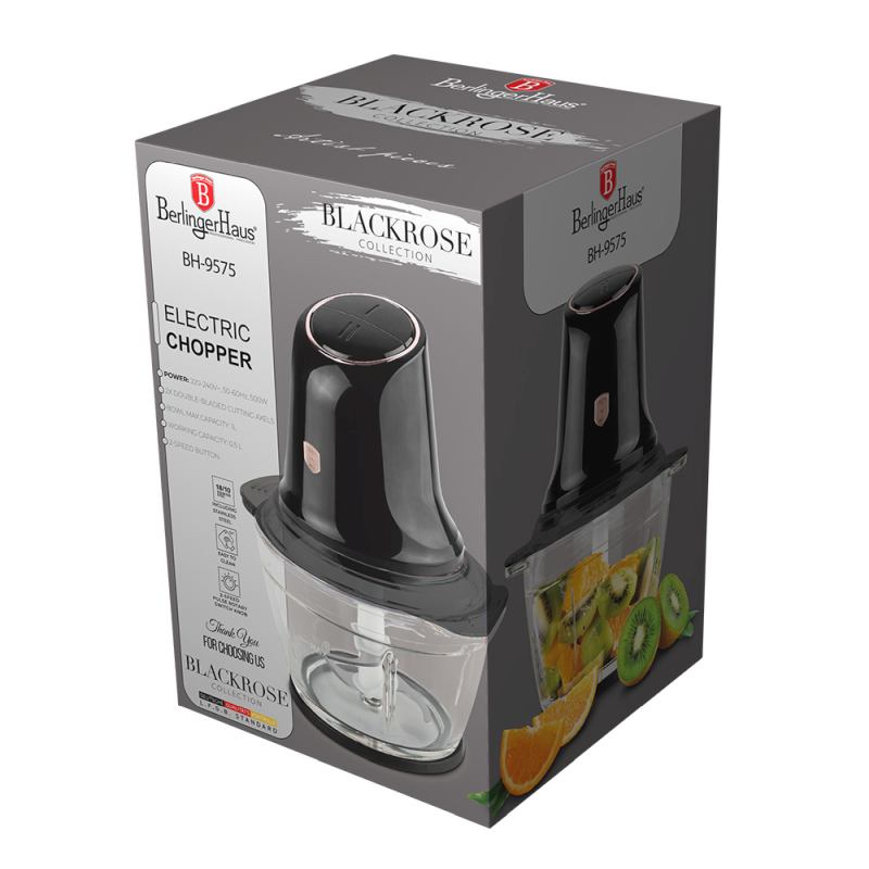 Sekáčik elektrický so sklenenou misou Black Rose Collection