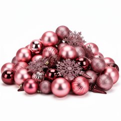 Set de adornos de Navidad 57 piezas rosa