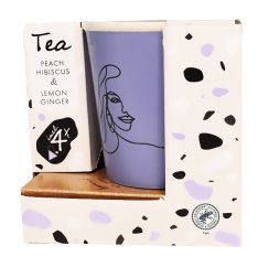 Cana cu ceai intr-o cutie cadou violet