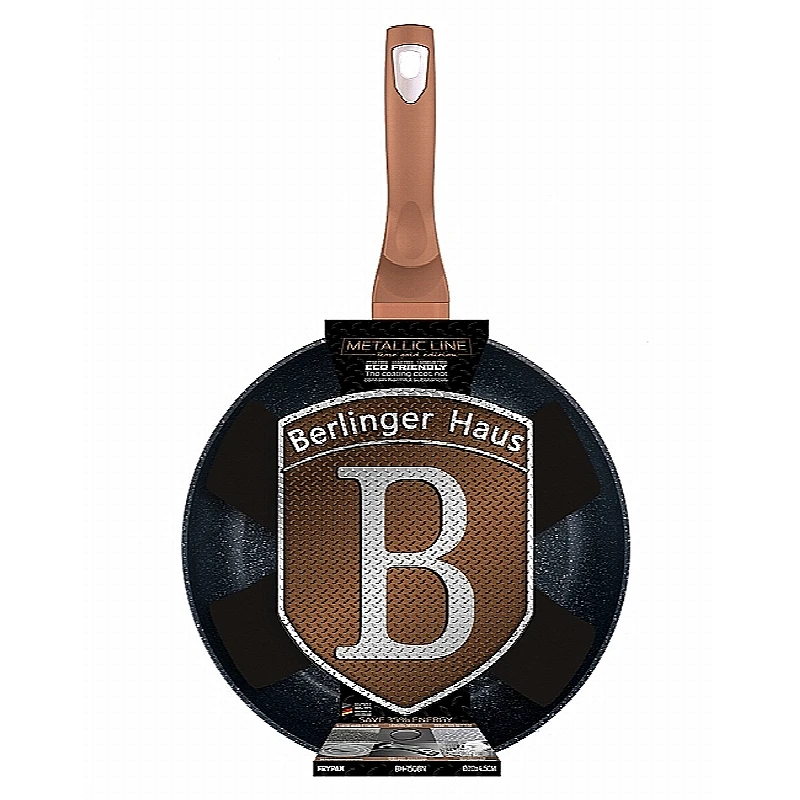 30 cm Rosegold Metallic Line frying pan with a marble finish