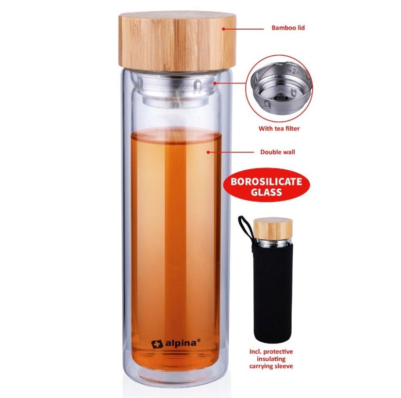 Skleněná láhev termoska borosilikátové sklo 450 ml