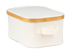 Caja de almacenaje G21 24 x 30 x 15 cm, bambú con tapa, beige