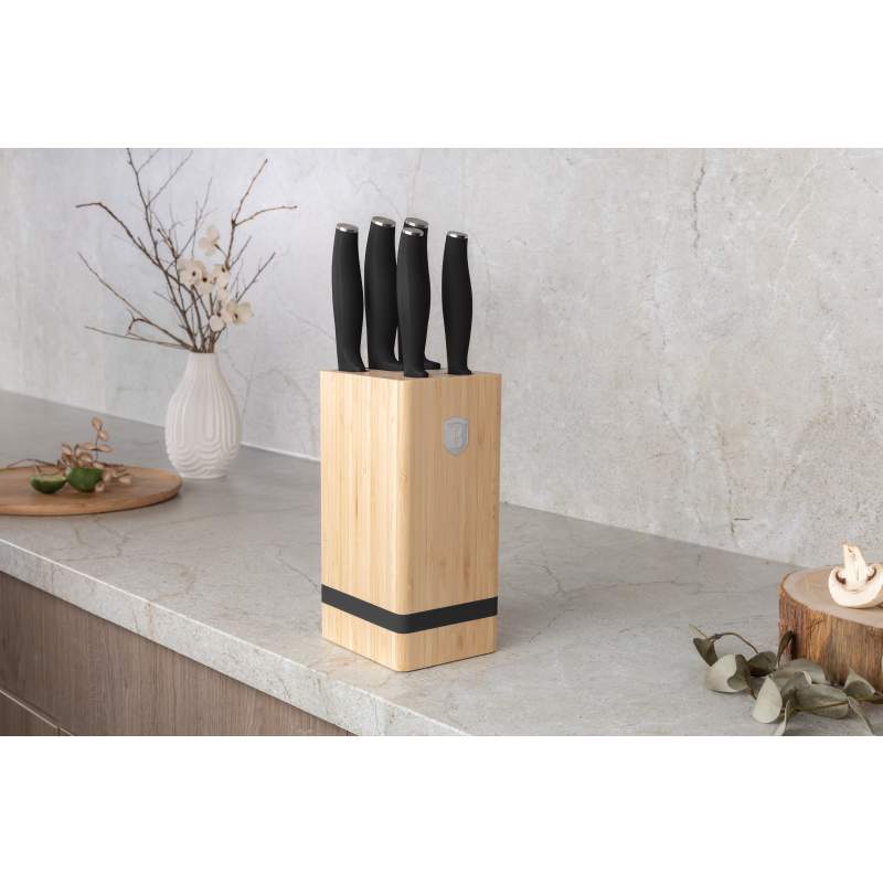 Sada nožů se stojanem BAMBOO 6 ks Matte Black Collection