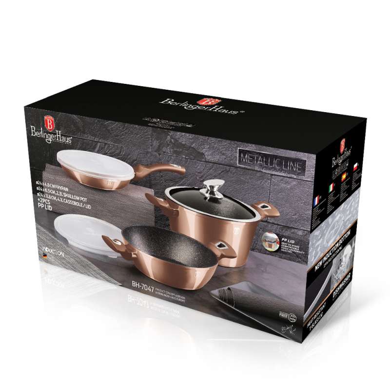 Sada nádobí s mramorovým povrchem 6 ks Rosegold Metallic Line