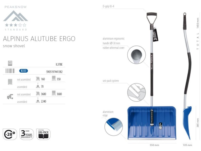 Hrablo Prosperplast ALPINUS ALUTUBE ERGO modrá