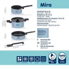 Set oale ceramica Mira 5 buc, albastru fumuriu