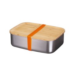 Svačinový box s bambusovým víkem, nerezová ocel