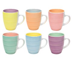 Hrnky na kávu i čaj sada 6 ks 350 ml PASTEL Hrnky na kávu i čaj sada 6 ks 350 ml PASTEL