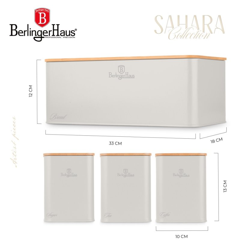 Chlebník a sada dóz na potraviny 4 ks Sahara Collection