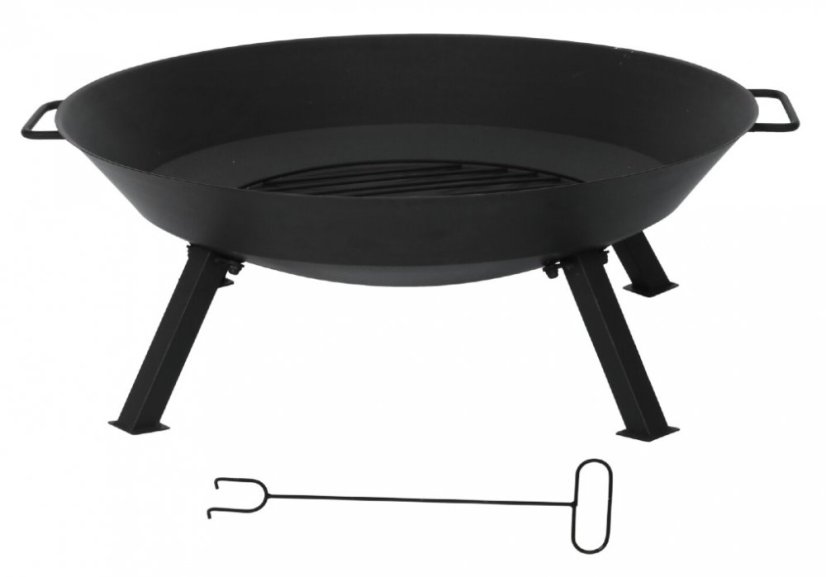 Ohniště zahradní přenosné litinové 76 cm + pohrabáč