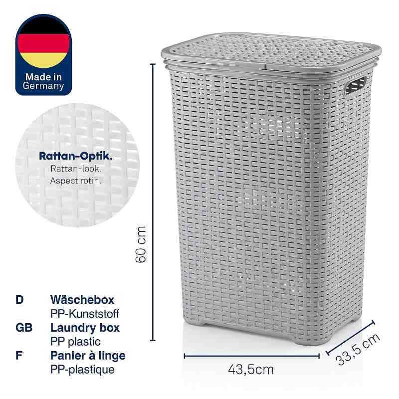 Koš na prádlo BRASILIA 60 l světle šedá