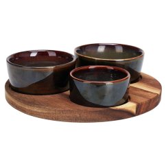 Boluri de servire cu tava rotunda set de 4 maro