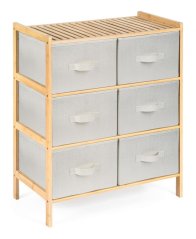 Bambusový regál G21 so 6 košíkmi, béžový