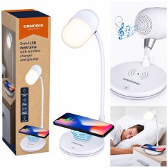Lámpara de mesa LED con cargador inalámbrico para móvil y altavoz 3 en 1
