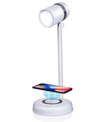 Lámpara LED de sobremesa con cargador inalámbrico de móvil 3en1