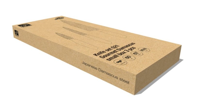 G21 Gourmet Damascus small box sada 3 ks nožov, rukoväť zo zebrového dreva
