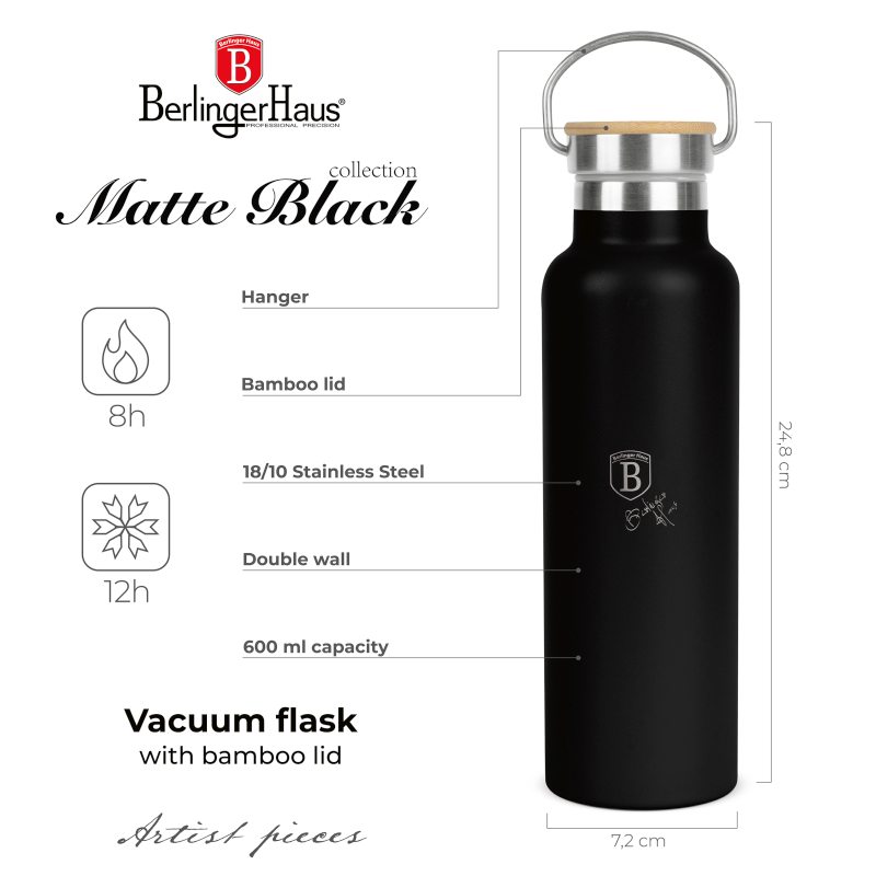 Termoska lahev s dvojitou stěnou nerez 0,6 l Matte Black Collection