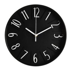 Hodiny nástenné s 3D číslami 25 cm čierna