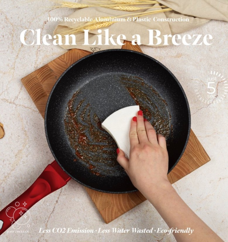 Sada nádobí s mramorovým povrchem 22 ks Burgundy Metallic Line