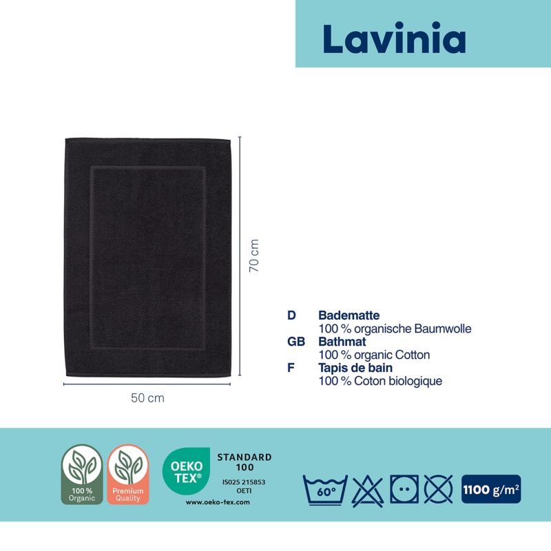 Alfombrilla de baño LAVINIA 100% algodón orgánico negro 50x70 cm