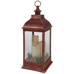 Lampa s LED sviečkami, plast/sklo, 23 × 60 cm, červená
