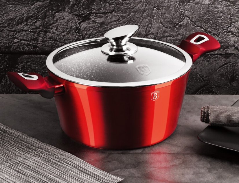Kastrol s mramorovým povrchem a poklicí 20 cm Burgundy Metallic Line