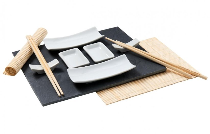 Sushi set porcelán/bridlica/bambus sada 11ks